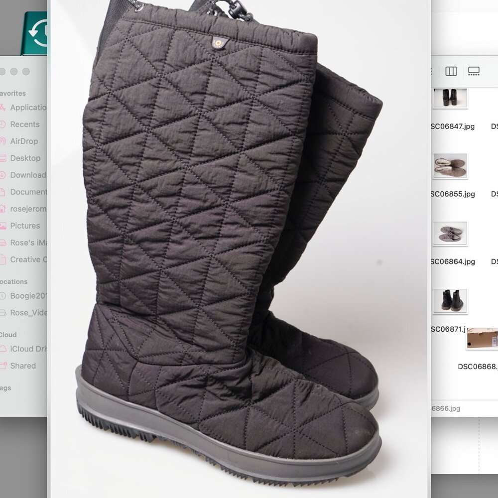 Bogs Black Snowday Quilted Fleece Lined Boots Women's Size 10